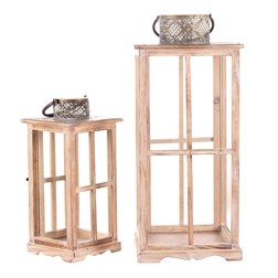 Lucerna dřevěná - čtyřboká, cena za sadu 2 ks