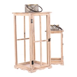 Lucerna dřevěná - čtyřboká, cena za sadu 2 ks