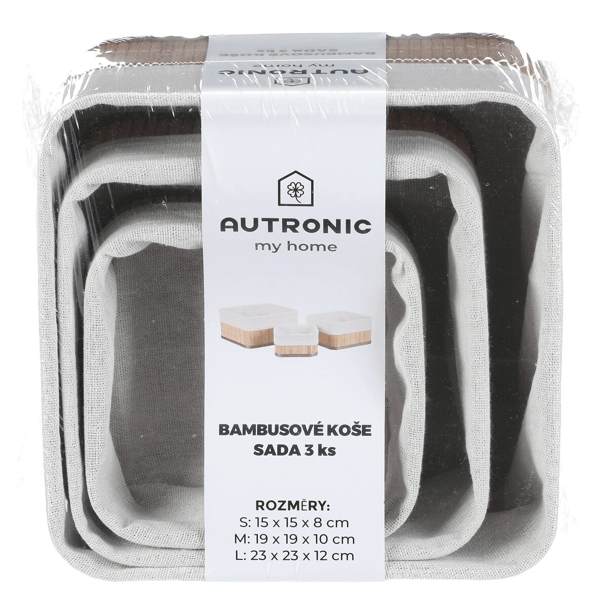 Koš regálový - bambus, přírodní, cena za sadu 3 ks Autronic (foto 8)