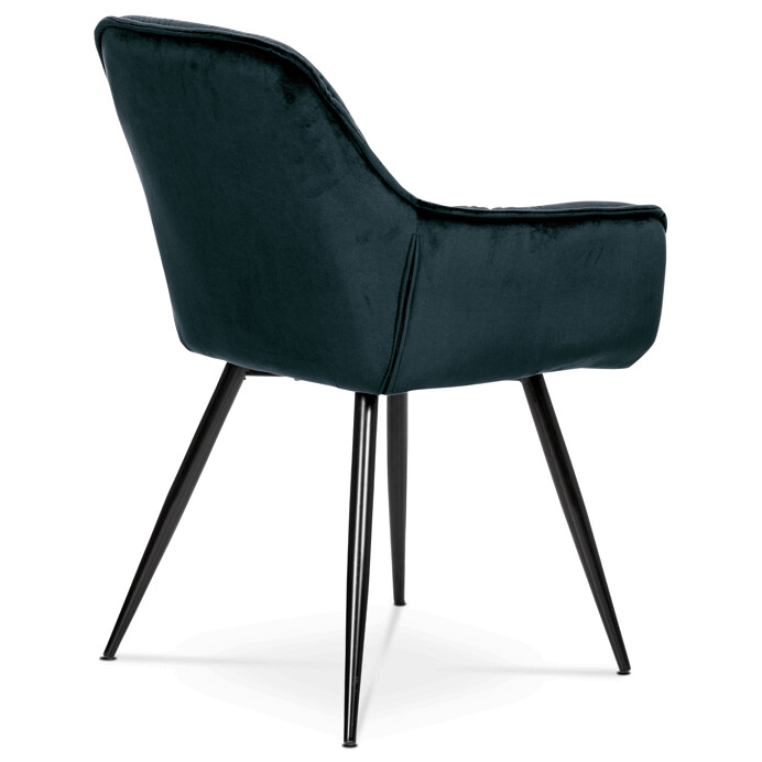 Jedálenská stolička, poťah modročierna zamatová látka, kovová 4nohá podnož, čierny lak - DCH-421 BK4