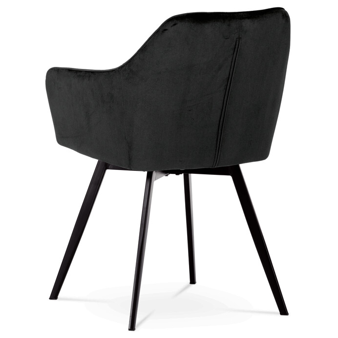 Jedálenská stolička, poťah čierna zamatová látka, kovové nohy, čierny matný lak DCH-425 BK4