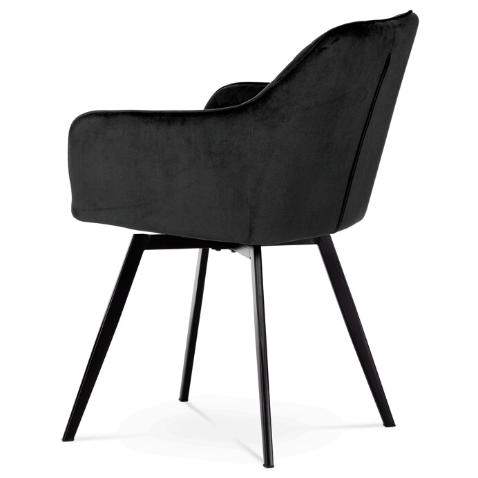 Jedálenská stolička, poťah čierna zamatová látka, kovové nohy, čierny matný lak DCH-425 BK4
