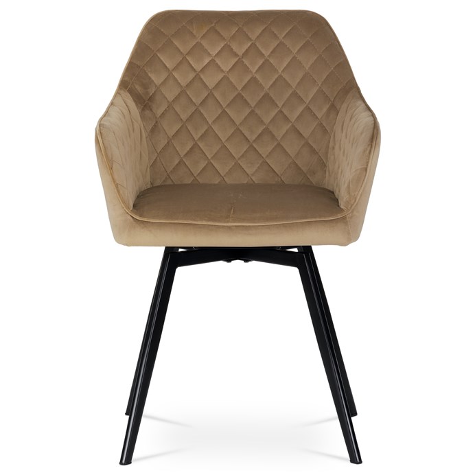 Jedálenská stolička, poťah cappuccino zamatová látka, kovové nohy, čierny matný lak DCH-425 CAP4