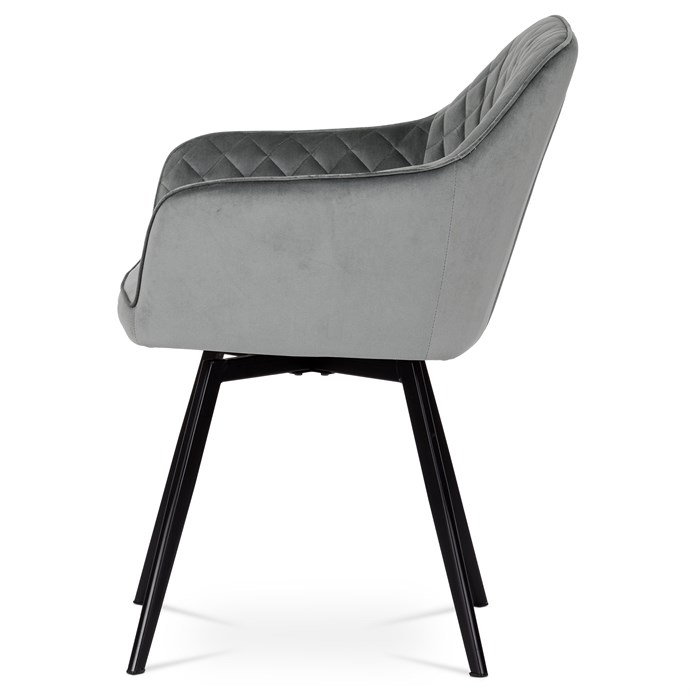 Jedálenská stolička, poťah sivá zamatová látka, kovové nohy, čierny matný lak DCH-425 GREY4