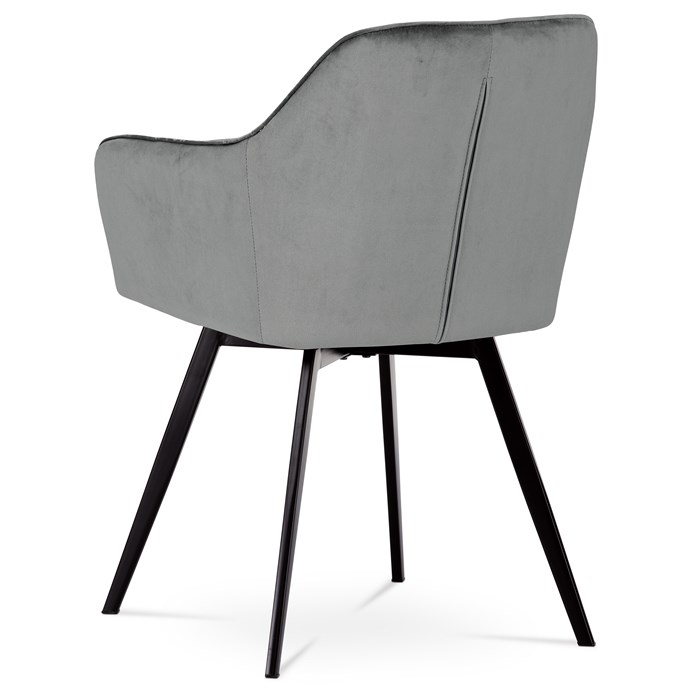 Jedálenská stolička, poťah sivá zamatová látka, kovové nohy, čierny matný lak DCH-425 GREY4