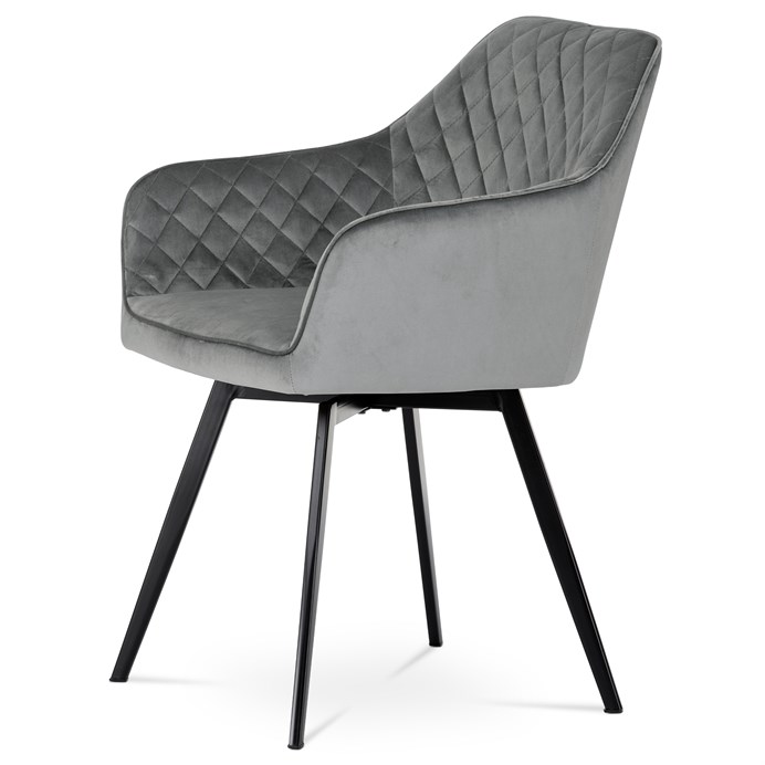 Jedálenská stolička, poťah sivá zamatová látka, kovové nohy, čierny matný lak DCH-425 GREY4