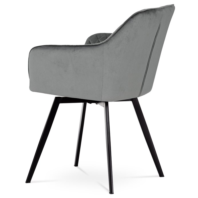 Jedálenská stolička, poťah sivá zamatová látka, kovové nohy, čierny matný lak DCH-425 GREY4