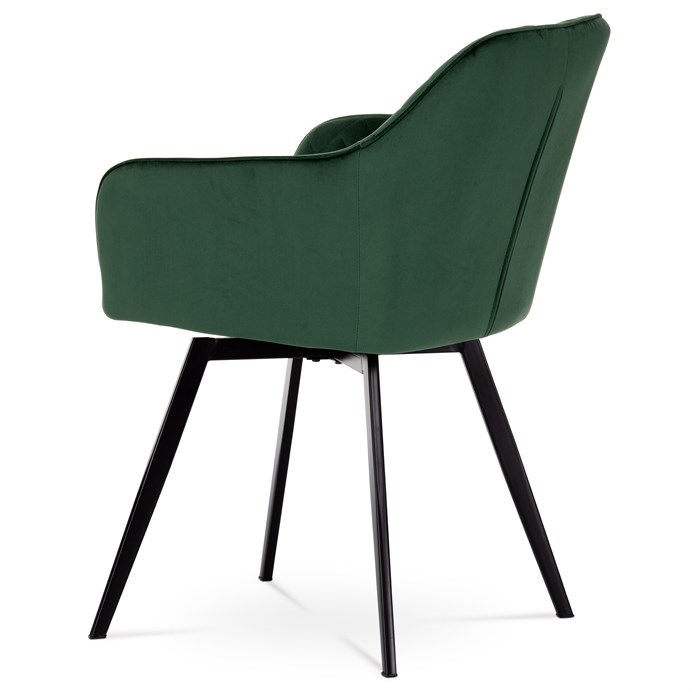 Jedálenská stolička, poťah smaragdovo zelená zamatová látka, kovové nohy, čierny matný lak DCH-425 GRN4