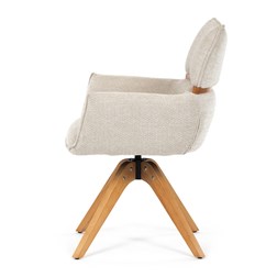 Židle jídelní, béžová látka, 360° vratný mechanismus, masiv jasan