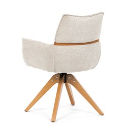 Židle jídelní, béžová látka, 360° vratný mechanismus, masiv jasan