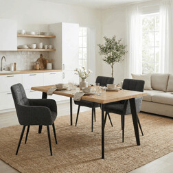 Židle jídelní, tmavě šedá látka, černý kov