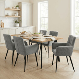 Židle jídelní, světle šedá látka, černý kov