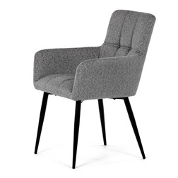 Židle jídelní, světle šedá látka, černý kov