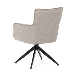 Židle jídelní, taštičkové pružiny v sedáku, 180° otočný mechanismus, lanýžová voděodolná látka, černý kov