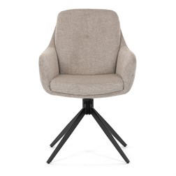 Židle jídelní, 180° otočný mechanismus, šedá voděodolná látka, černý kov