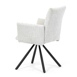 Židle jídelní, krémová látka, černý kov, otočný mechanismus 90°/90° (L/P) - funkce reset