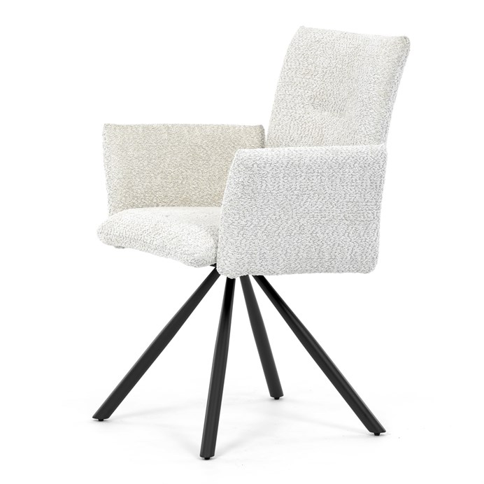 Jedálenská stolička, krémová, látka bouclé, DCH-W1117 CRM2