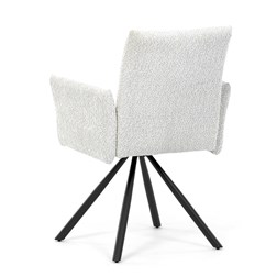 Židle jídelní, krémová látka, černý kov, otočný mechanismus 90°/90° (L/P) - funkce reset