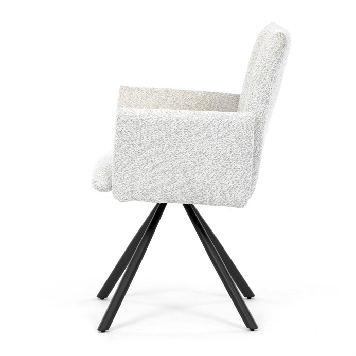 Jedálenská stolička, krémová, látka bouclé, DCH-W1117 CRM2