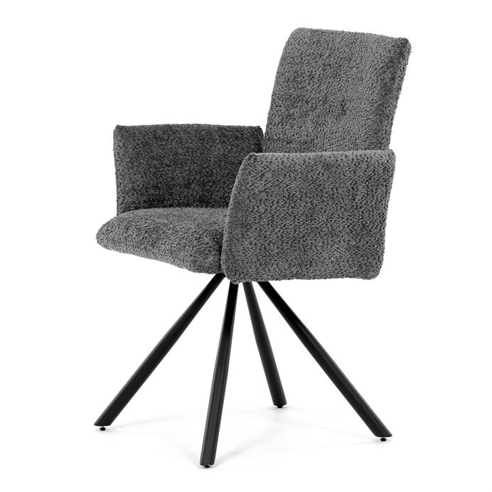Jedálenská stolička, sivá, látka bouclé, DCH-W1117 GREY2