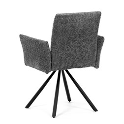 Židle jídelní, šedá látka, černý kov, otočný mechanismus 90°/90° (L/P) - funkce reset