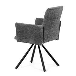 Židle jídelní, šedá látka, černý kov, otočný mechanismus 90°/90° (L/P) - funkce reset