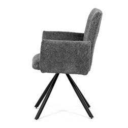 Židle jídelní, šedá látka, černý kov, otočný mechanismus 90°/90° (L/P) - funkce reset