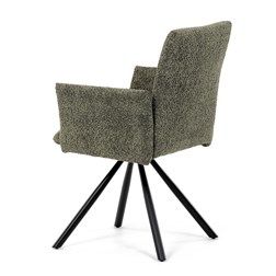 Židle jídelní, zelená látka, černý kov, otočný mechanismus 90°/90° (L/P) - funkce reset