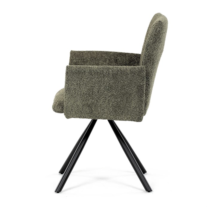 Jedálenská stolička, zelená, látka bouclé, DCH-W1117 GRN2