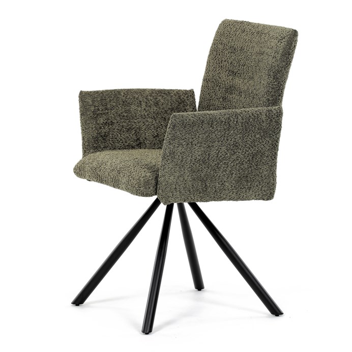 Jedálenská stolička, zelená, látka bouclé, DCH-W1117 GRN2