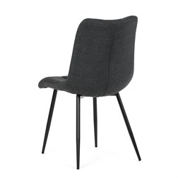 Židle jídelní, šedá látka, černé kovové nohy