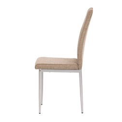 Židle jídelní, béžová látka, šedé kovové nohy