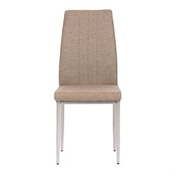 Židle jídelní, béžová látka, šedé kovové nohy