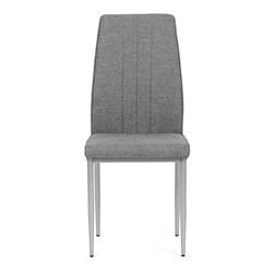 Židle jídelní, stříbrná látka, šedé kovové nohy