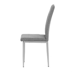 Židle jídelní, stříbrná látka, šedé kovové nohy