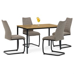 Židle jídelní, béžová látka, černé kovové nohy