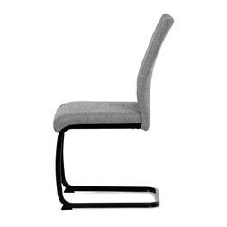 Židle jídelní, stříbrná látka, černé kovové nohy