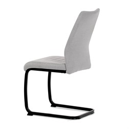 Židle jídelní,  světle šedá látka, černé kovové nohy