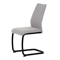 Židle jídelní,  světle šedá látka, černé kovové nohy