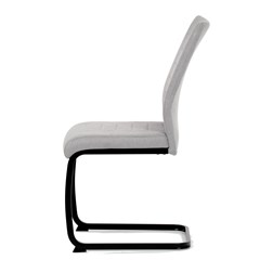 Židle jídelní,  světle šedá látka, černé kovové nohy