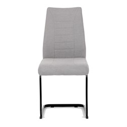 Židle jídelní,  světle šedá látka, černé kovové nohy