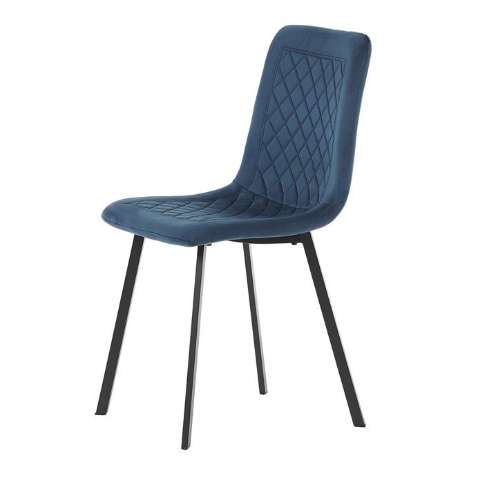 Jedálenská stolička, modrý zamat, kov čierny mat DCL-973 BLUE4