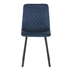 Židle jídelní, modrý samet, kov černý mat