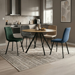 Židle jídelní, modrý samet, kov černý mat