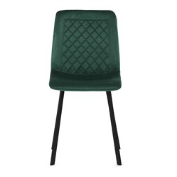 Židle jídelní, zelený samet, kov černý mat