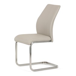 Židle jídelní, krémová ekokůže, pohupová podnož broušený nerez