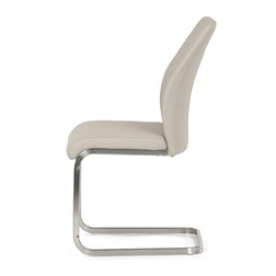 Židle jídelní, krémová ekokůže, pohupová podnož broušený nerez
