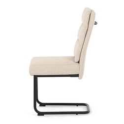 Židle jídelní, taštičkové pružiny v sedáku, madlo na opěráku, krémová látka, černý kov