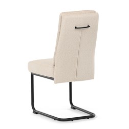 Židle jídelní, taštičkové pružiny v sedáku, madlo na opěráku, krémová látka, černý kov