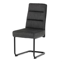 Židle jídelní, taštičkové pružiny v sedáku, madlo na opěráku, tmavě šedá látka, černý kov